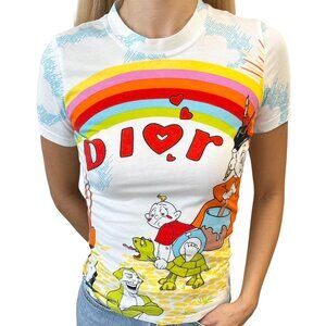Christian Dior Vintage 2002 Cartoon Rainbow Fairy Tale T-shirt Top #36 [106079]